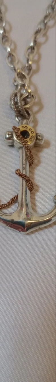 Brighton Anchor Necklace Silver Nautical Pendant Rope Detail Starfish Chain